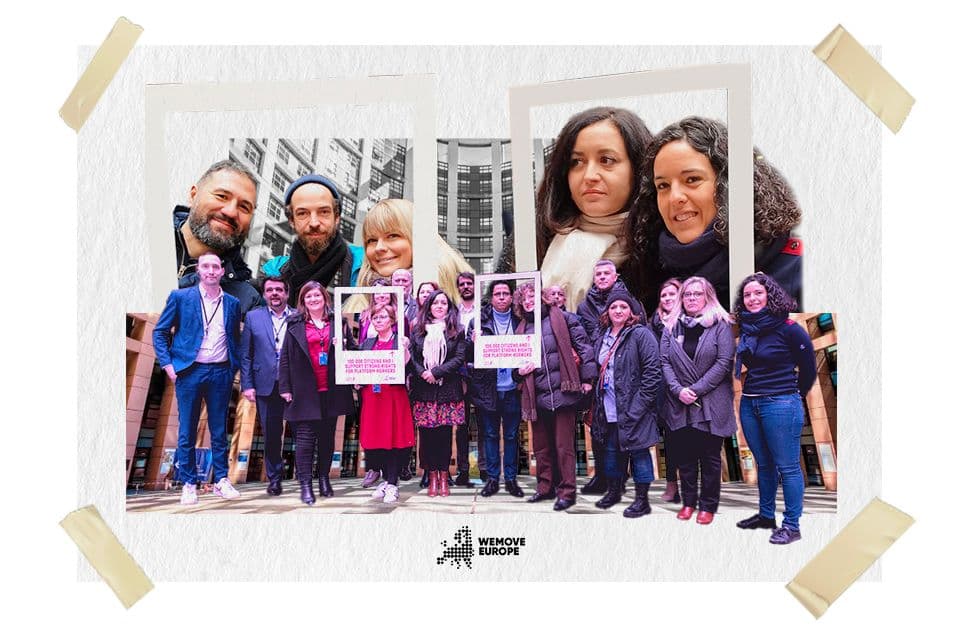 Collage di foto di attivisti a Bruxelles