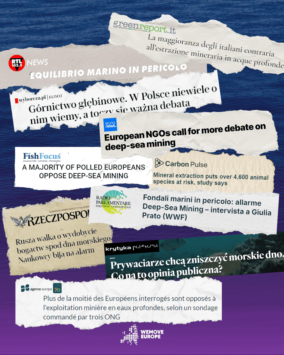 Recortes de prensa de diarios de toda Europa