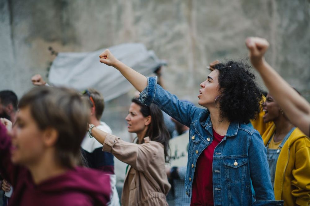 Group of women fighting for their rights